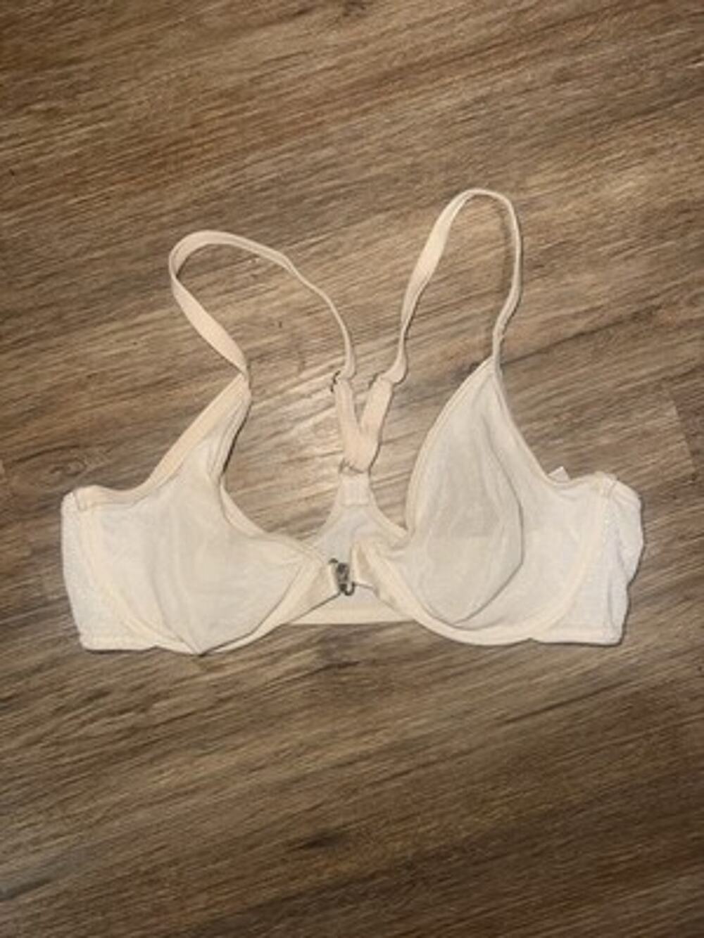 Ralph Lauren Front Closure Racerback Underwire Bra 34B Sheer Mesh Cream 9479